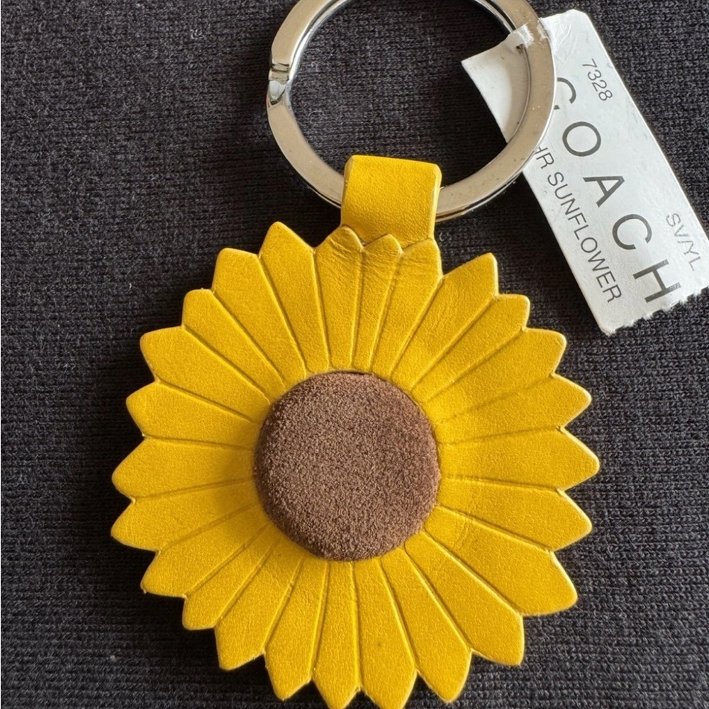 Rare! Coach Yellow and Brown Sunflower Key Chain
